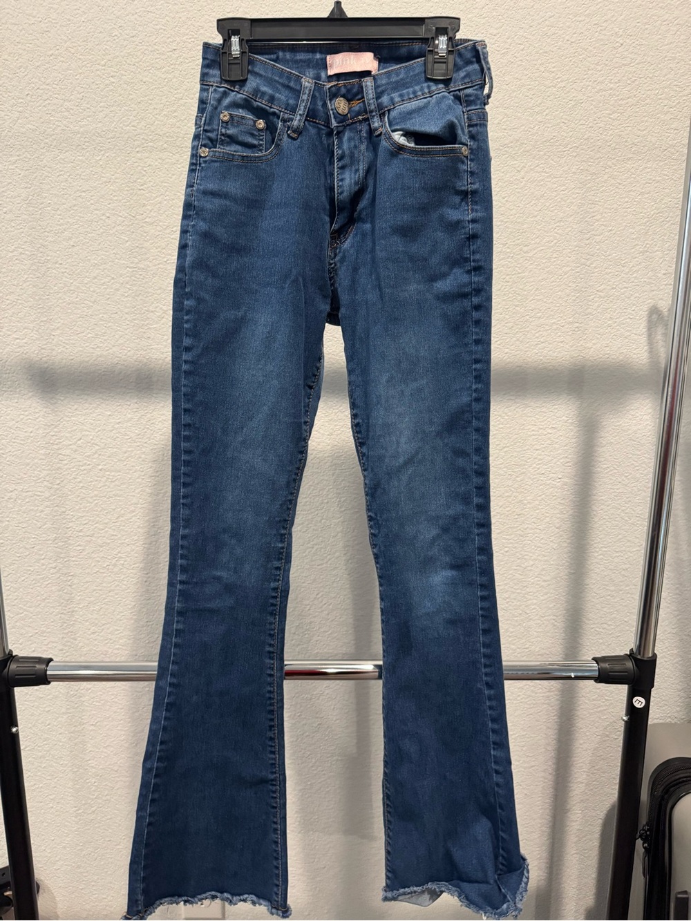 Women's Dark Blue Flare Jeans - High-Rise Stretch Denim